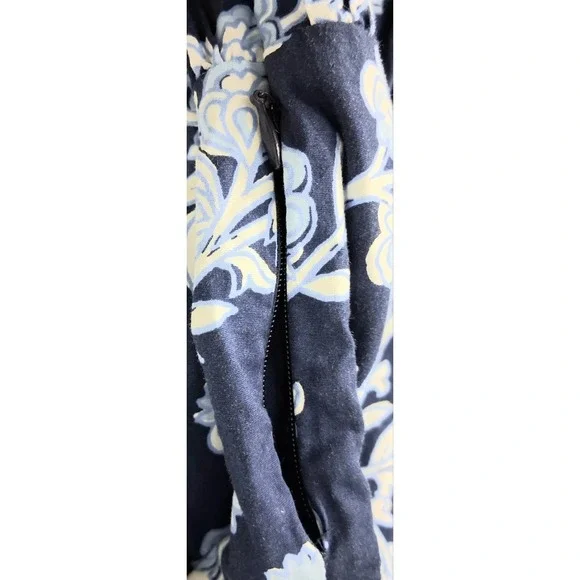 J Crew Midi Dress Size 14 Blue Floral Tiered Puff Sleeve Side Zip Cottagecore - Picture 6 of 13